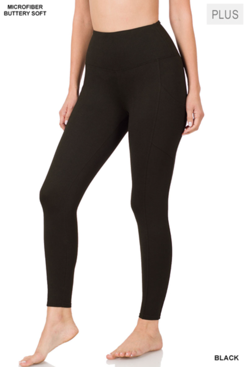 *ZENANA PLUS BUTTERY SOFT LEGGINGS WITH POCKETS*