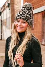 Winter Warm Leopard Print PomPom Beanie Hats